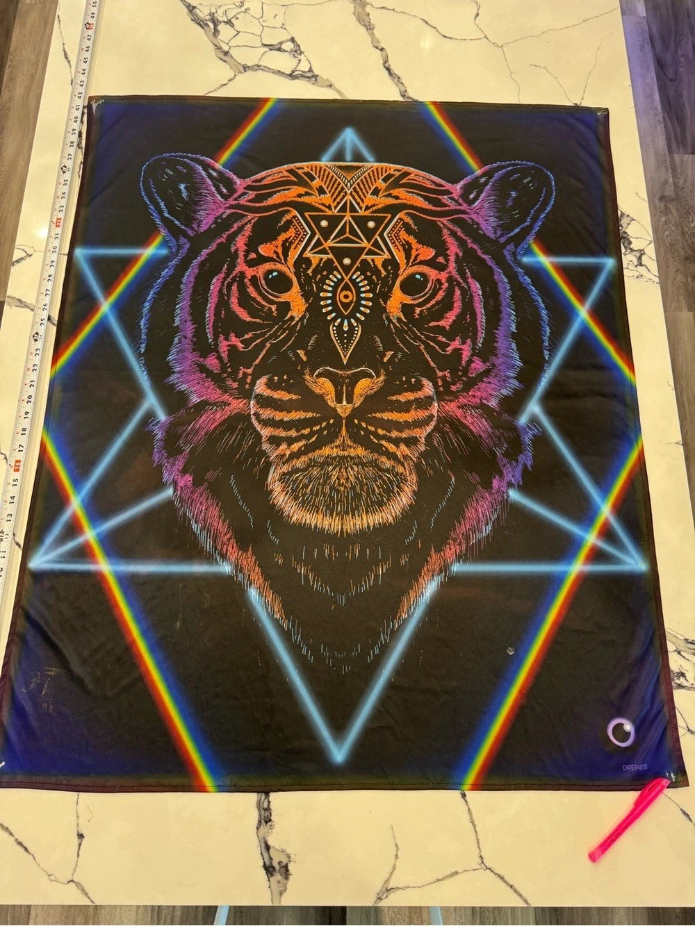 Liquid Dreams 39Geometric Tiger Tapestry in Black & Multicolor